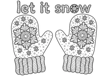 Christmas gloves coloring page